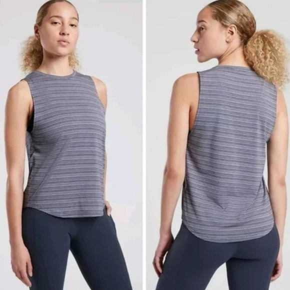 Athleta Cloudlight Striped Muscle Tank Top - Whisper Stripe Medieval, size S - Picture 2 of 8